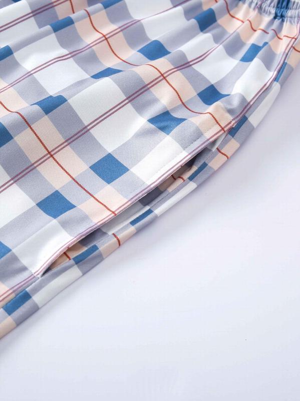 Plaid Pajama Bottoms Colorblock Comfort Loose Long Pants Women's Loungewear