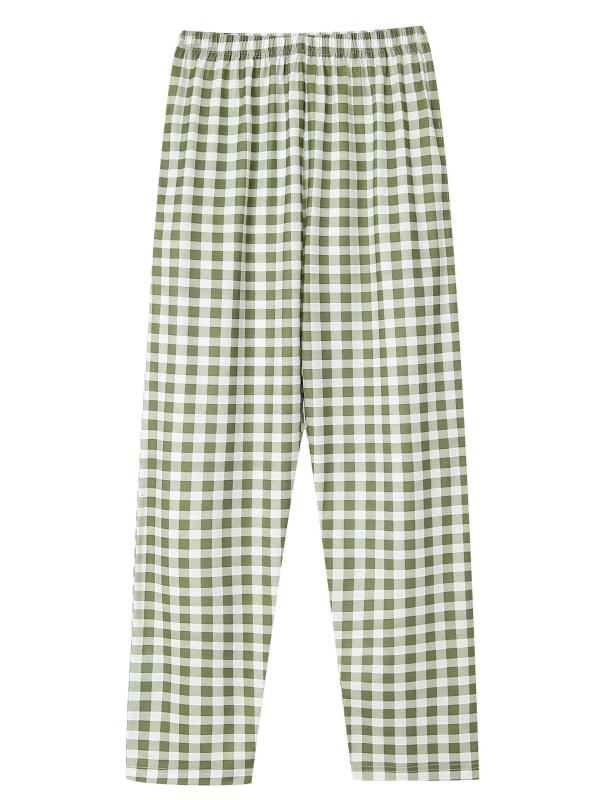 Plaid Pajama Bottoms Colorblock Comfort Loose Long Pants Women's Loungewear