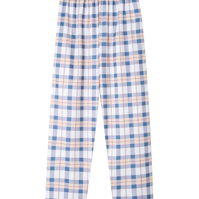 Plaid Pajama Bottoms Colorblock Comfort Loose Long Pants Women's Loungewear