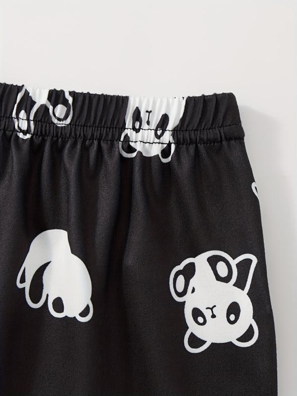 Panda Print Pajama Set Top & Shorts & Pants Women's Sleepwear & Loungewear