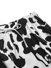 Cow Print Pajama Set Short Sleeve Top & Shorts Women's Sleepwear