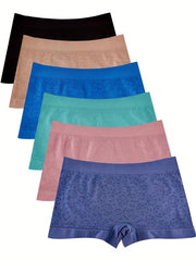 6pcs Jacquard Boyshort Panties Soft & Comfortable Seamless Panties