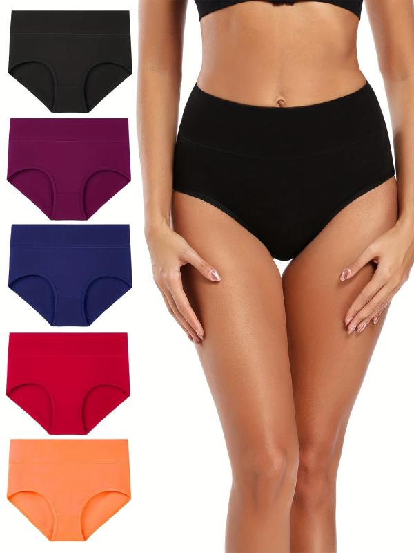5pcs Seamless Solid Briefs Stretchy Panties Lingerie Underwear
