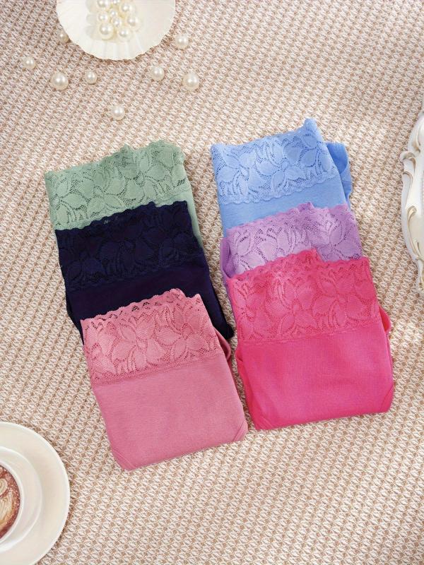 6pcs Floral Lace Briefs Comfy & Breathable Intimates Women's Lingerie
