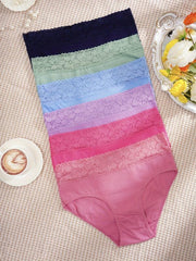 6pcs Floral Lace Briefs Comfy & Breathable Intimates Women's Lingerie