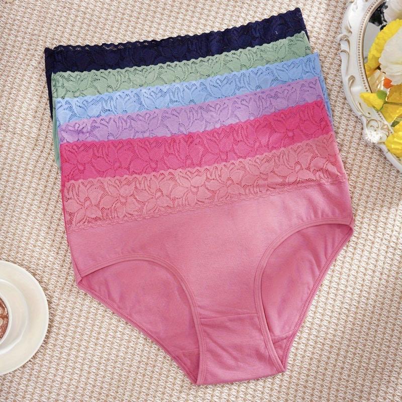 6pcs Floral Lace Briefs Comfy & Breathable Intimates Women's Lingerie