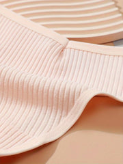 4pcs Soft Ribbed Stretchy Thongs Comfy Intimates Panties Women's Lingerie