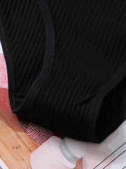 3pcs Lace Ribbed Briefs Comfy Breathable Intimates Panties Women's Lingerie