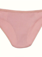 3pcs Lace Ribbed Briefs Comfy Breathable Intimates Panties Women's Lingerie
