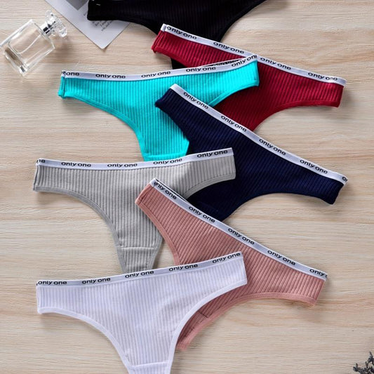 7pcs Letter Tape Thongs Comfy Low Waist Panties Women's Lingerie