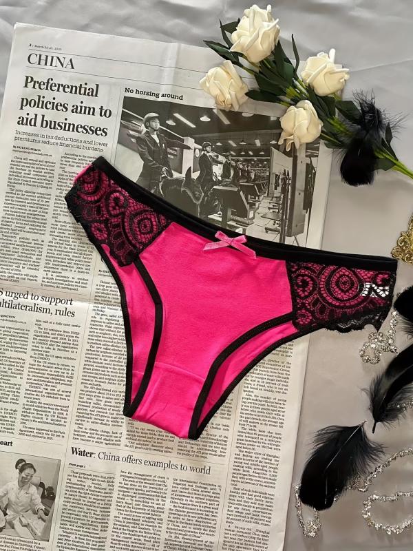 5pcs Lace Briefs Colorblock Intimates Panties Women's Lingerie
