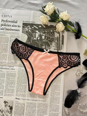 5pcs Lace Briefs Colorblock Intimates Panties Women's Lingerie