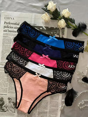 5pcs Lace Briefs Colorblock Intimates Panties Women's Lingerie