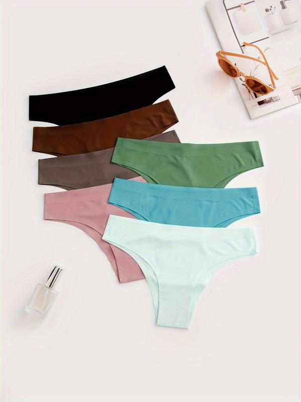 7pcs Multicolor Seamless Low Waist Bikini Panties Pack