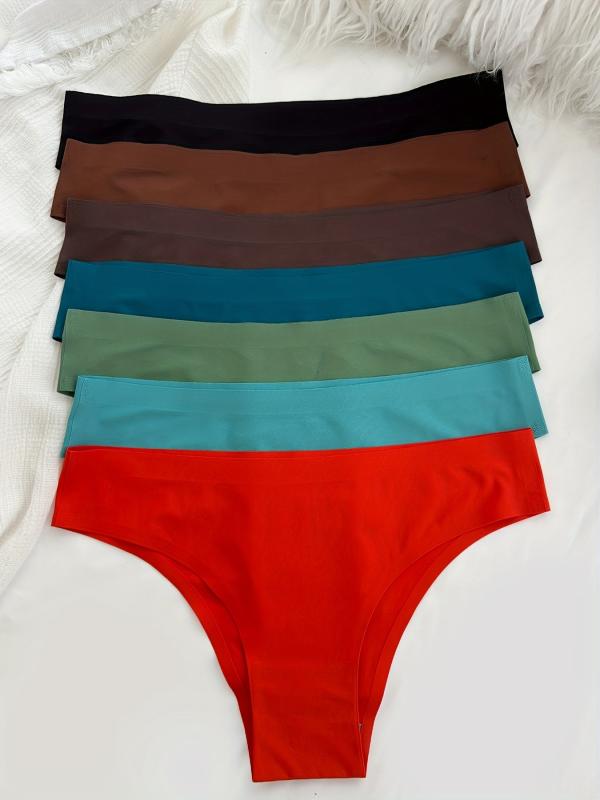 7pcs Multicolor Seamless Low Waist Bikini Panties Pack