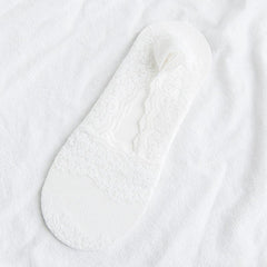 Pair Lace No Show Socks Semi Sheer Boat Socks Women's Stockings