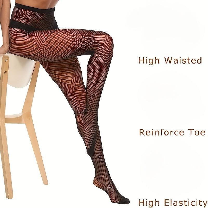 Geometric Pattern Fishnet Tights High Waist Pantyhose