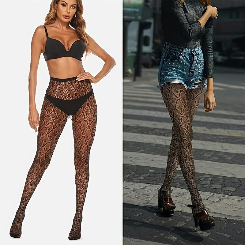 Geometric Pattern Fishnet Tights High Waist Pantyhose