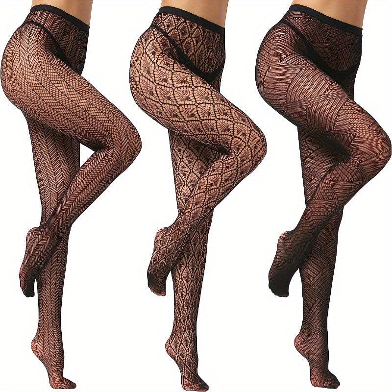 Geometric Pattern Fishnet Tights High Waist Pantyhose