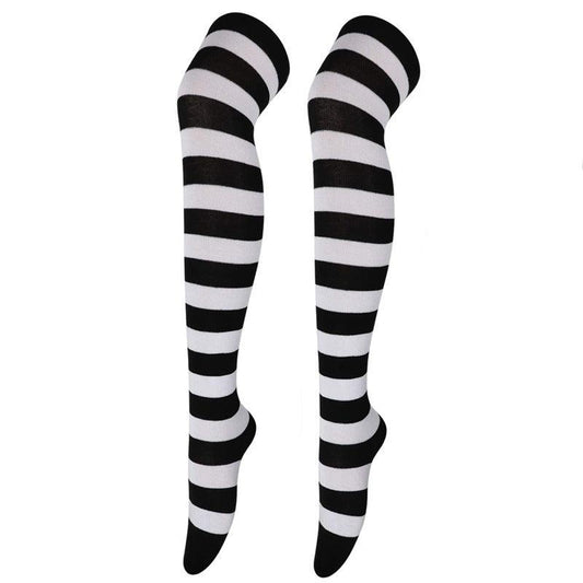 Striped Colorblock Thigh High Socks Over The Knee Stockings