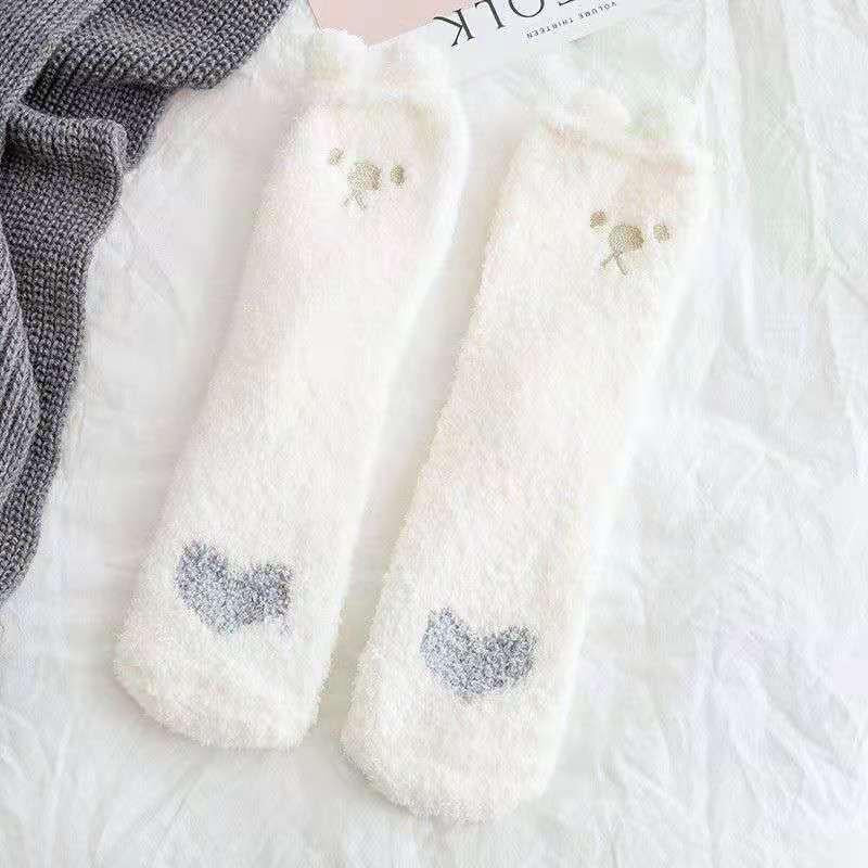 Cute Cartoon Animal Socks - Warm Coral Fleece Crew Length Socks