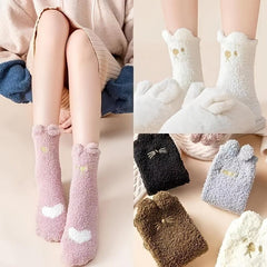 Cute Cartoon Animal Socks - Warm Coral Fleece Crew Length Socks