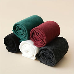 5 Pairs Solid Calf Socks Slim Knee High Socks Women's Stockings