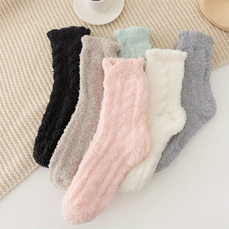 6 Pairs Thickened Fuzzy Socks Warm & Cozy Women's Stockings