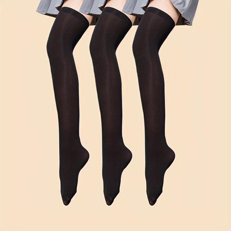 Solid Thigh High Socks Smooth Over The Knee Stockings