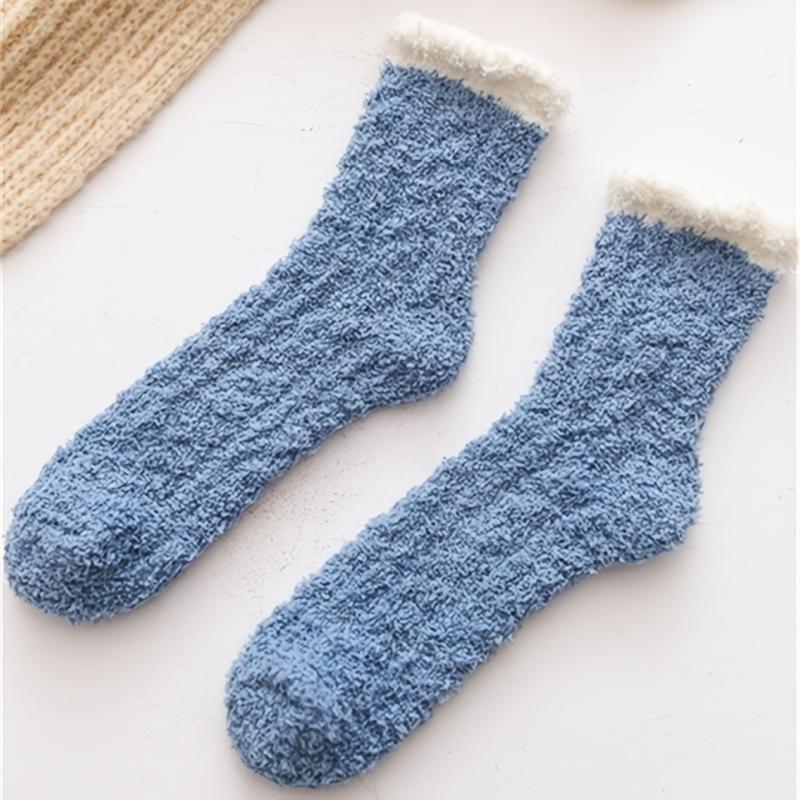 6 7 Pairs Plush Floor Socks Comfy & Soft Mid Tube Socks Women's Stockings