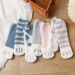 Heart Print Plush Socks Cozy Fluffy Mid Tube Socks Women's Stockings