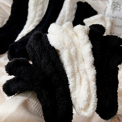 3 Pairs Solid Fuzzy Socks Comfy & Warm Home Floor Socks Women's Stockings