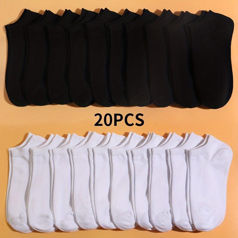 10 20 Pairs Solid Ankle Socks Soft Lightweight All Match Low Cut for Women Men