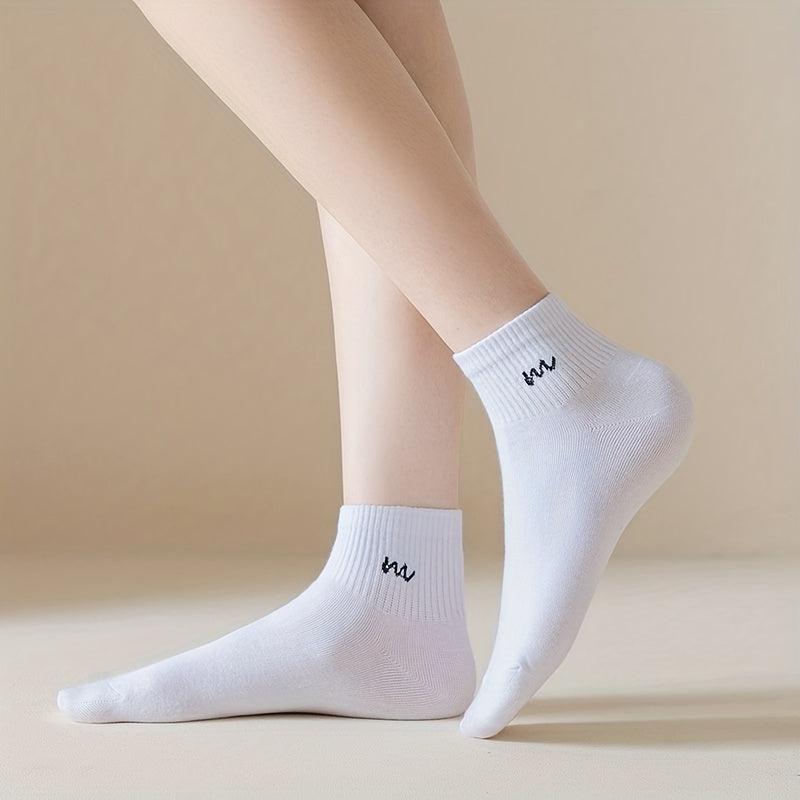 7 Pairs Letter Print Sports Short Socks Women's Stockings