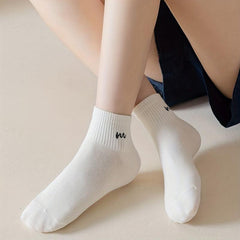 7 Pairs Letter Print Sports Short Socks Women's Stockings