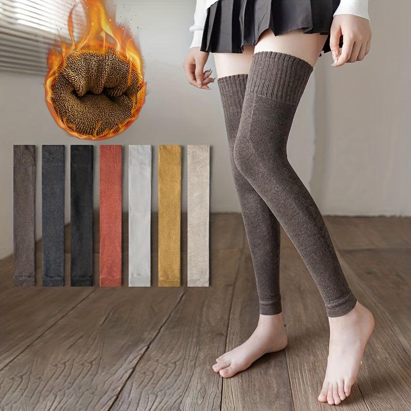 2 Pairs Solid Leg Warmers Over The Knee Socks Women's Stockings
