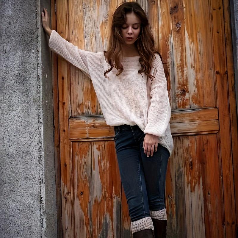 Geometric Pattern Leg Warmers Knitted Socks