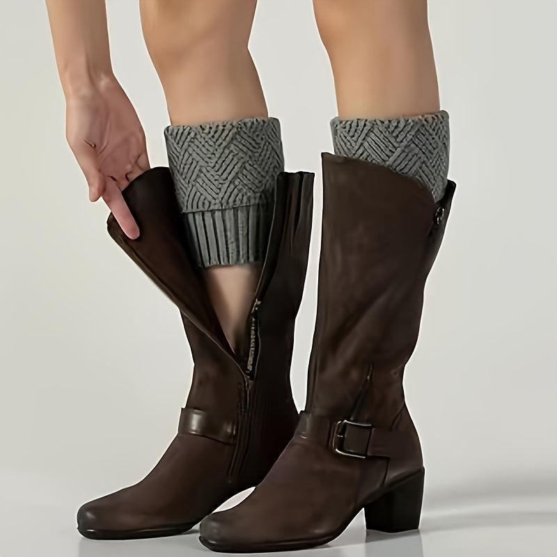 Geometric Pattern Leg Warmers Knitted Socks