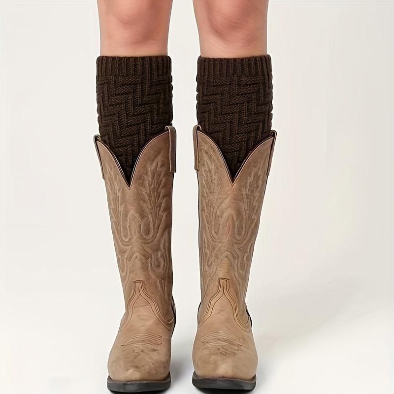 Geometric Pattern Leg Warmers Knitted Socks
