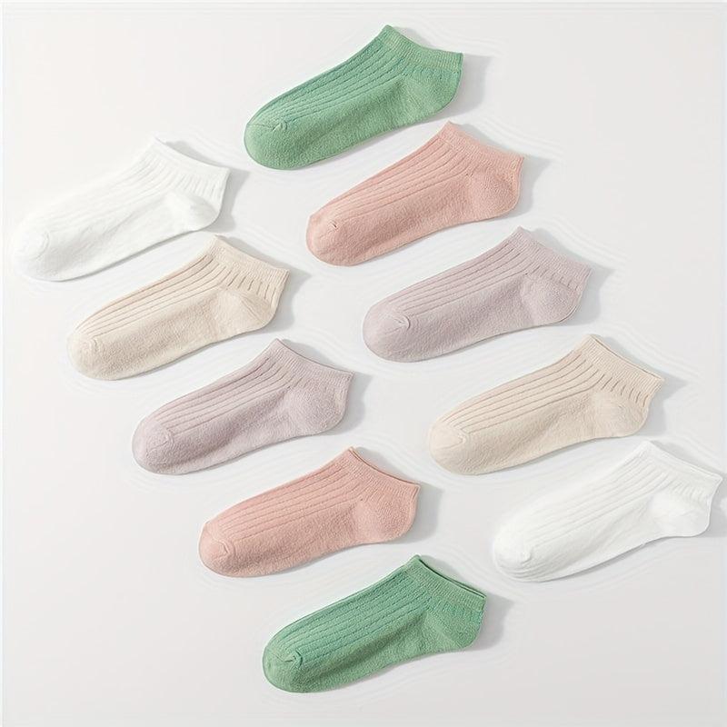 10 Pairs Ribbed Low Cut Ankle Socks Women's Stockings