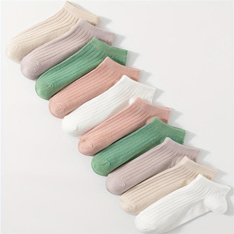 10 Pairs Ribbed Low Cut Ankle Socks Women's Stockings