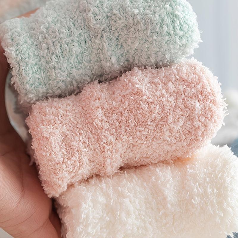 5 Pairs Fuzzy Mid Tube Socks Warm & Cozy Women's Stockings