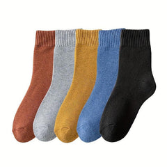 5 Pairs Ribbed Thick Socks Warm Mid Tube Stockings