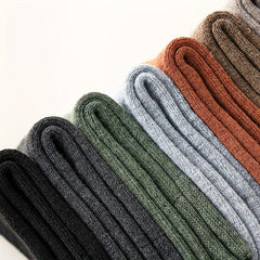 5 Pairs Ribbed Thick Socks Warm Mid Tube Stockings