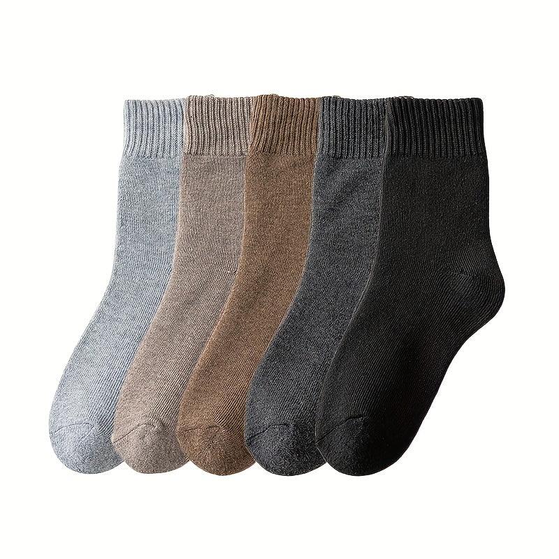 5 Pairs Ribbed Thick Socks Warm Mid Tube Stockings