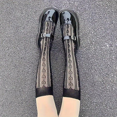 Floral Lace Mesh Calf Socks Women's Knee High Stockings