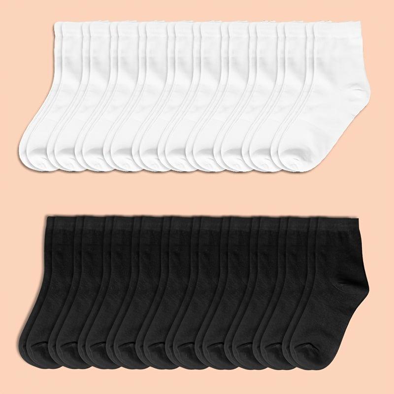 10 20 30 Pairs Solid Socks Comfy & Breathable All match Socks Women's Stockings