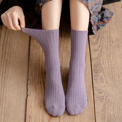 5 Pairs Solid Socks Comfy & Breathable Women's Stockings