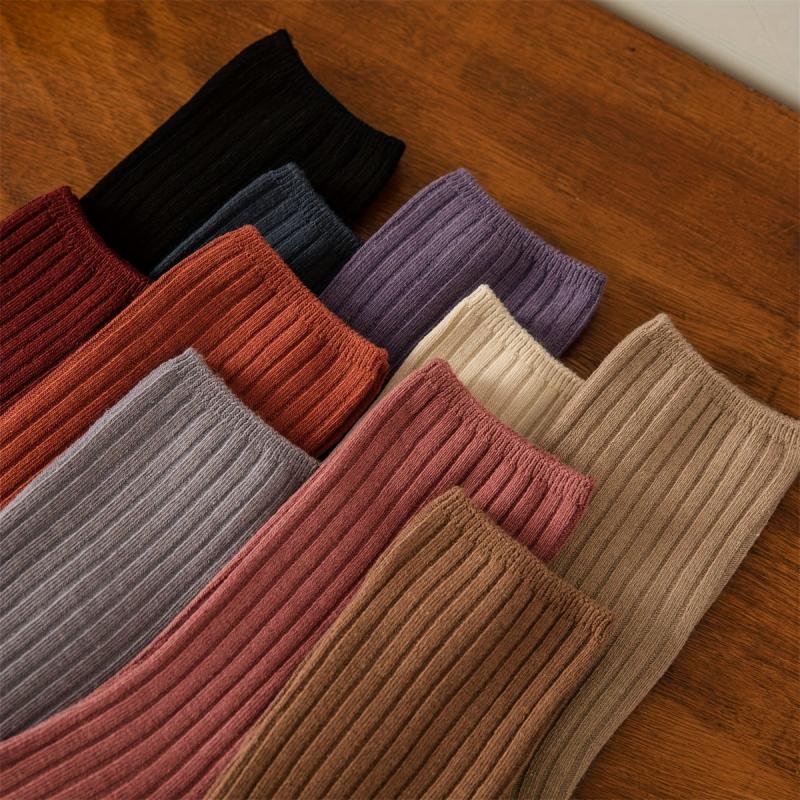 5 Pairs Solid Socks Comfy & Breathable Women's Stockings