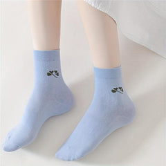 5 Pairs Floral Print Socks Mid Tube Women's Stockings & Hosiery